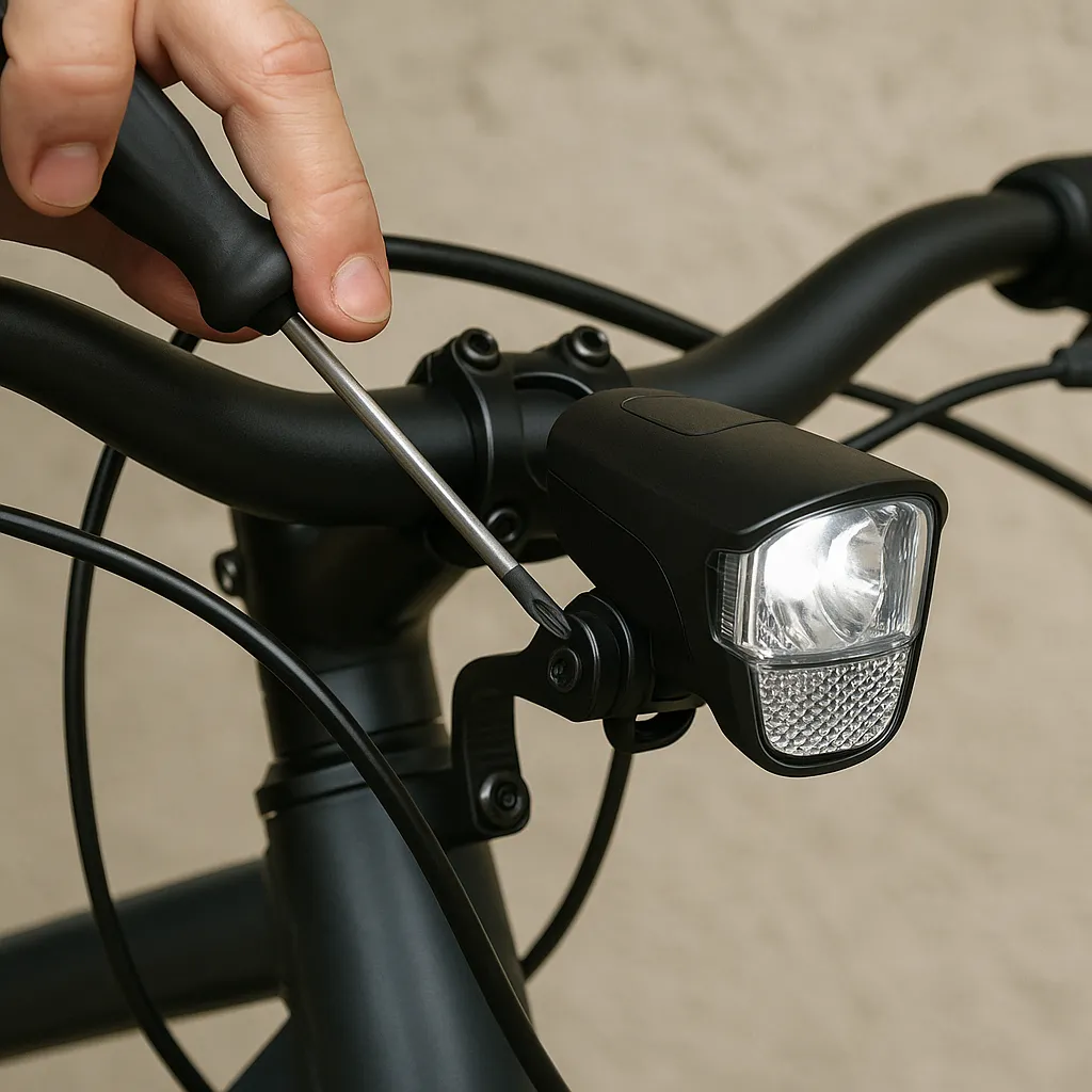 Montage eines Frontlichts am Fahrradlenker