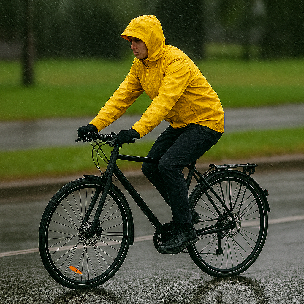 Detailaufnahme Fahrradreifen bei Regen