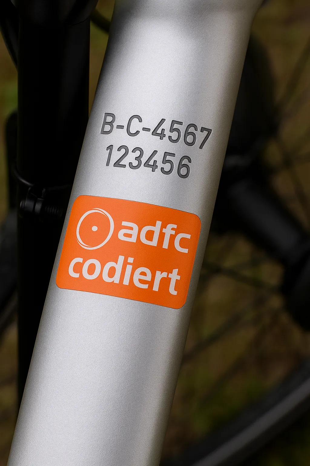 Gravierte Fahrradcodierung am Rahmen als Diebstahlschutz