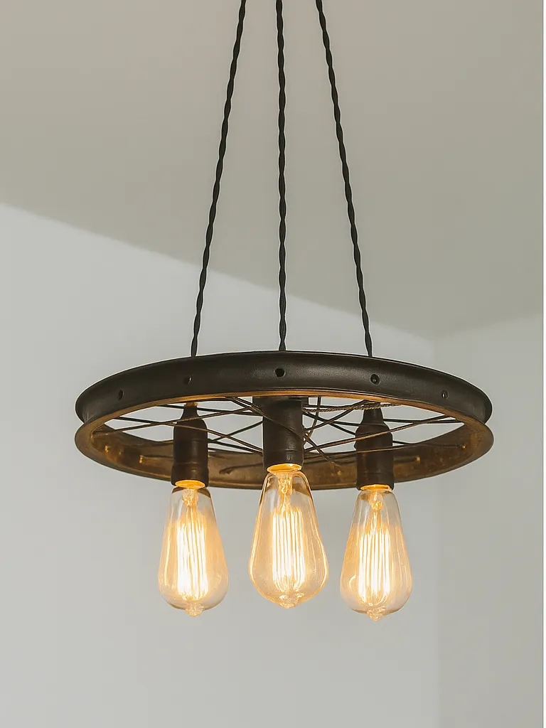 Fahrradfelge als DIY-Hängelampe im Loft-Stil