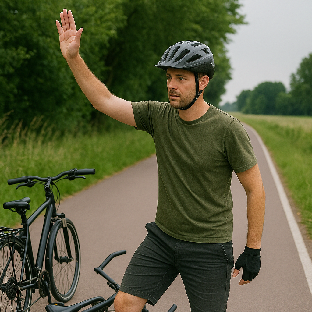 Radfahrer sichert Unfallstelle ab und ruft Hilfe