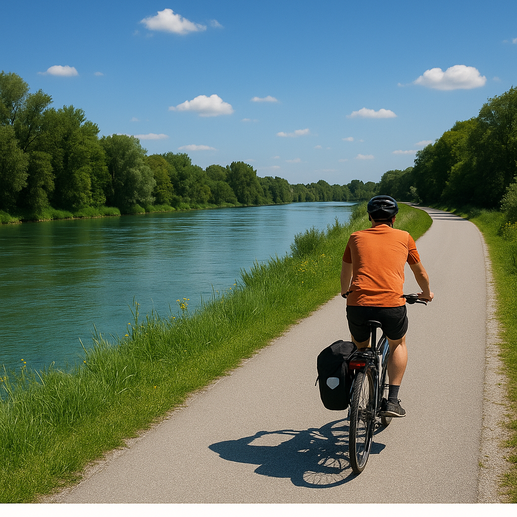 Radfahrer am Isar‑Radweg bei Plattling