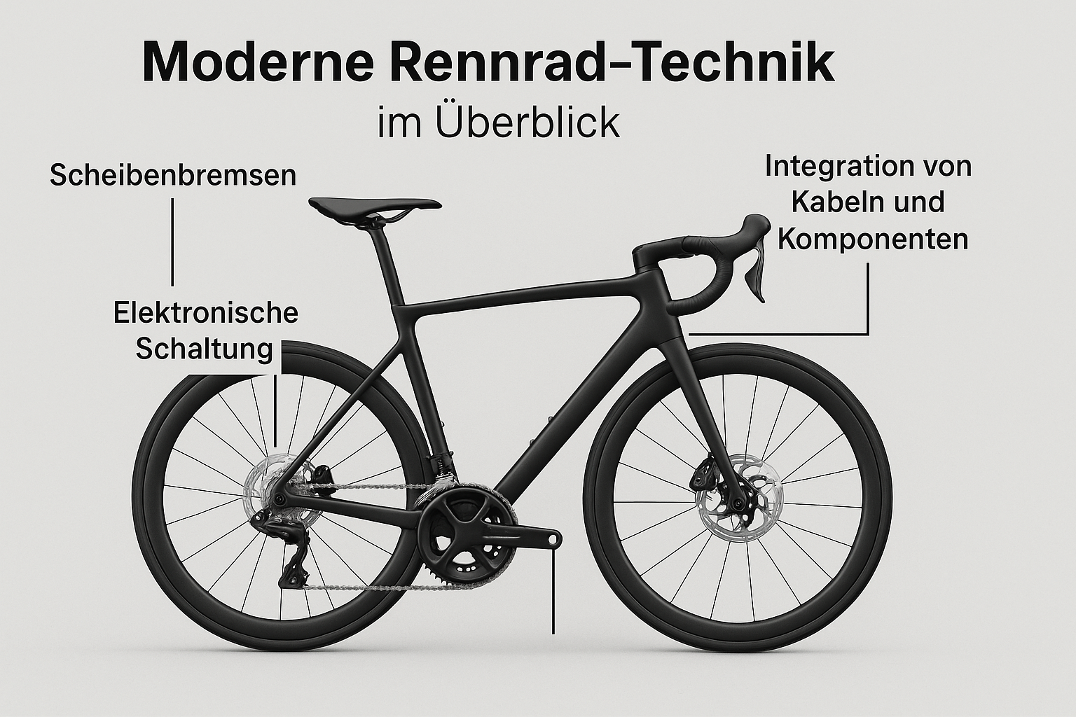 Rennrad mit Scheibenbremsen, integriertem Cockpit und moderner Schaltung