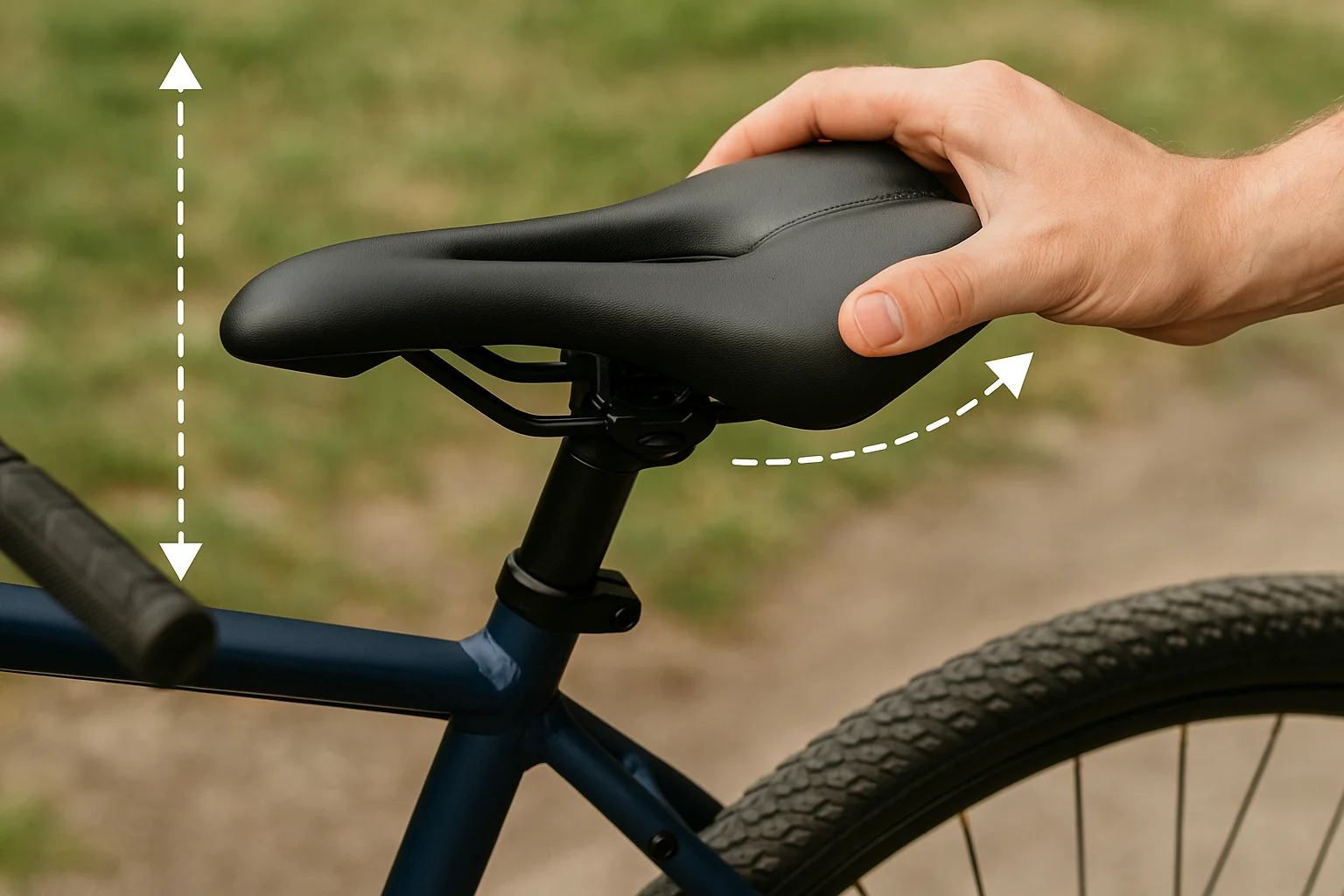 Einstellung von Sattelhöhe und Neigung am Fahrrad