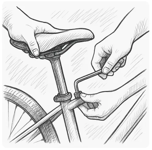 Sattelhöhe am Fahrrad mit Innensechskantschlüssel einstellen